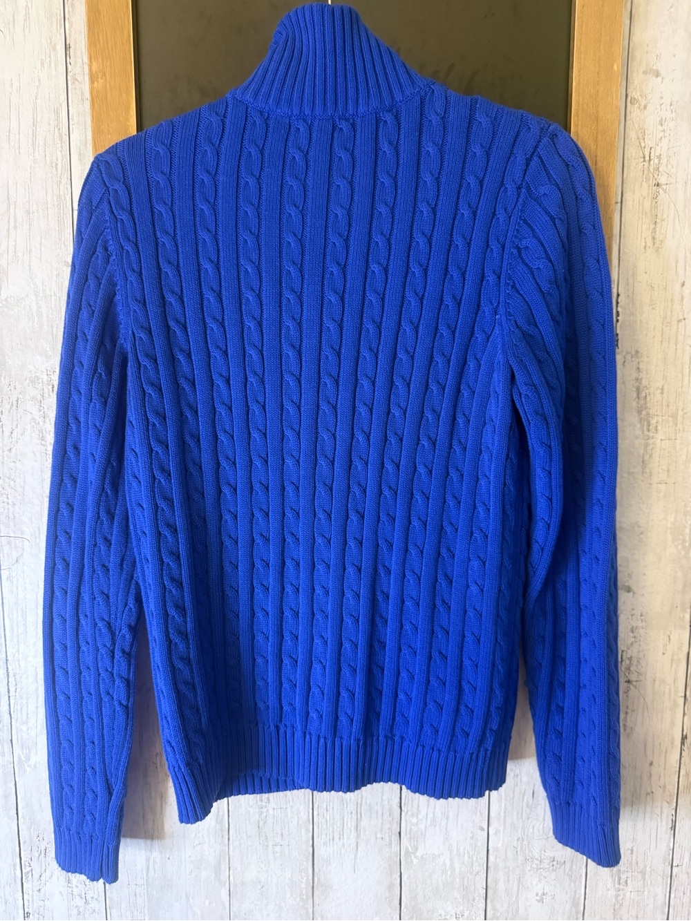 Lauren Ralph Lauren Cable-Knit Full-Zip Sweater Jacket Royal Blue M - Picture 4 of 4